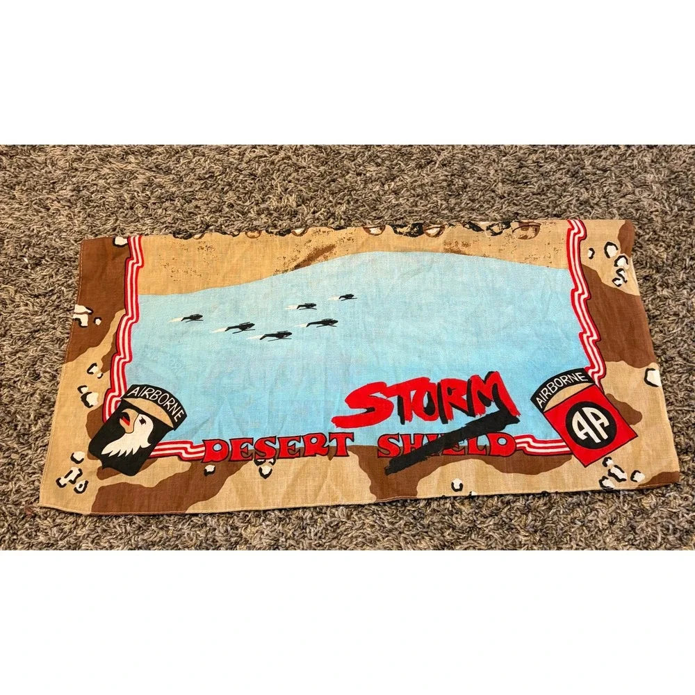 Vintage Operation Desert Shield Storm Bandana 101st 82nd Airborne Camo USA Made